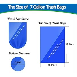 7 Gallon 70 pcs Clear Trash Bags Strong Clear Garbage Bags, Bathroom Trash Can Bin Liners, Plastic Bags for Office, Fit 6 gallon,7 gallon Waste Basket Liner 6,7 Gal(7G70-Clear)