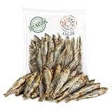 Getrocknete Sprotten für Hunde & Katzen, 100% Fisch, natürlicher Fischsnack & Kausnack, reich an Omega-3 Fettsäuren, Monoprotein, ohne Zusatzstoffe, getreidefrei, Hundesnack & Katzensnack (100g)