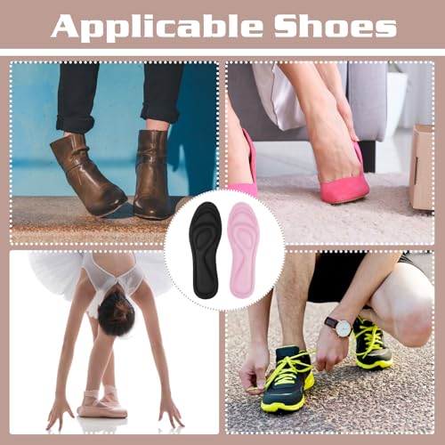 Image of 2 Pairs Memory Foam Insoles, Full-Foot Responsive Cushioning, Plantar Fasciitis Insoles for Women Man, Orthotic Shoe Inserts Arch Support Inserts (Black,Pink, W 7.5-8.5 /M 5.5-6.5)