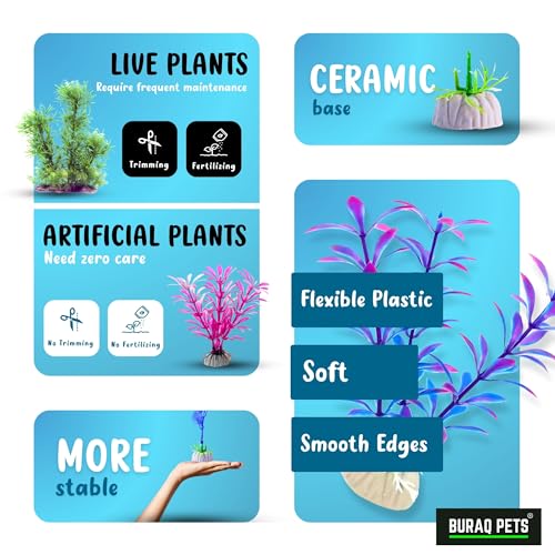 Image of Buraq 10 Pcs Aquarium Artificial Plant, for Aquarium Decoration, Functioning Healthy Fish Tank, Accessories for Fish Tank (Pack of 10)