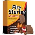 Bangerz Sunz FireStarters Squares 144, Larger and Safer for Fireplace, Wood Stove & Grill, Camp Fire Pit Charcoal Starters, USA Made