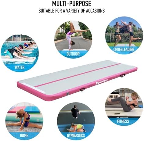 AKSPORT Air Mat Tumble Track Gymnastics Tumbling Mat Inflatable Floor Mats With Electric Air Pump for Home Use/Tumble/Gym/Training/Cheerleading/Parkour/Beach/Park/Water (Pink, 9.84ft) - 5