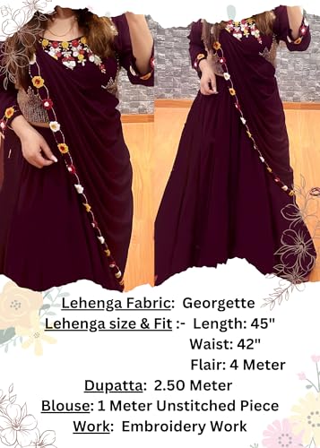 Image of Women's Sequins Thread Embroidered Georgette Semi Stitched Lehenga Choli With Dupatta (5124-Women-Lehenga-Choli-Latest)