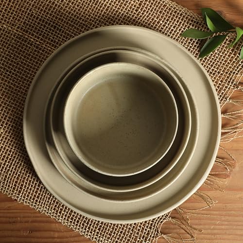 Image of Gibson Elite Tatum Premium Porcelain Matte Reactive Glaze 16-Piece (Service for 4) Plates and Bolws Stackable Dishes Ceramic Dinnerware - Green