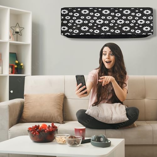 Image of Split AC Cover Combo Set 1.5 Ton | Indoor Outdoor Waterproof & Dustproof Protection | Durable, Breathable Fabric | These Covers Help Maintain Airflow | Black Polka