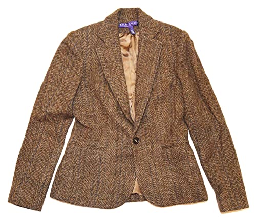 Ralph Lauren Polo Purple Label Collection Womens Brown Tweed Lambswool Blazer Coat Jacket Usa 8 $2398 #TOP1