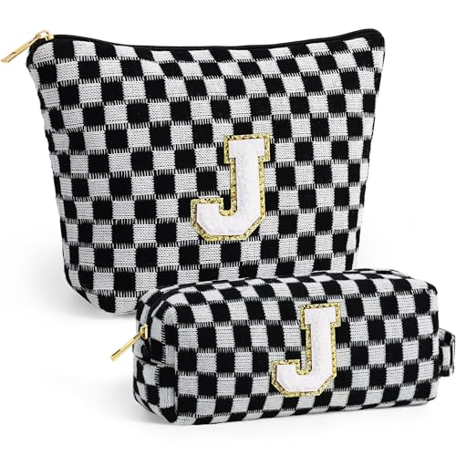 YOOLIFE Bridesmaid Gifts - Maid of Honor Gifts, Bridesmaid Proposal Gifts Wedding Day, Bridal Shower Gifts, Bride To Be Gifts, Bachelorette Party Gift for Bride, Initial Makeup Bags for Women Black J