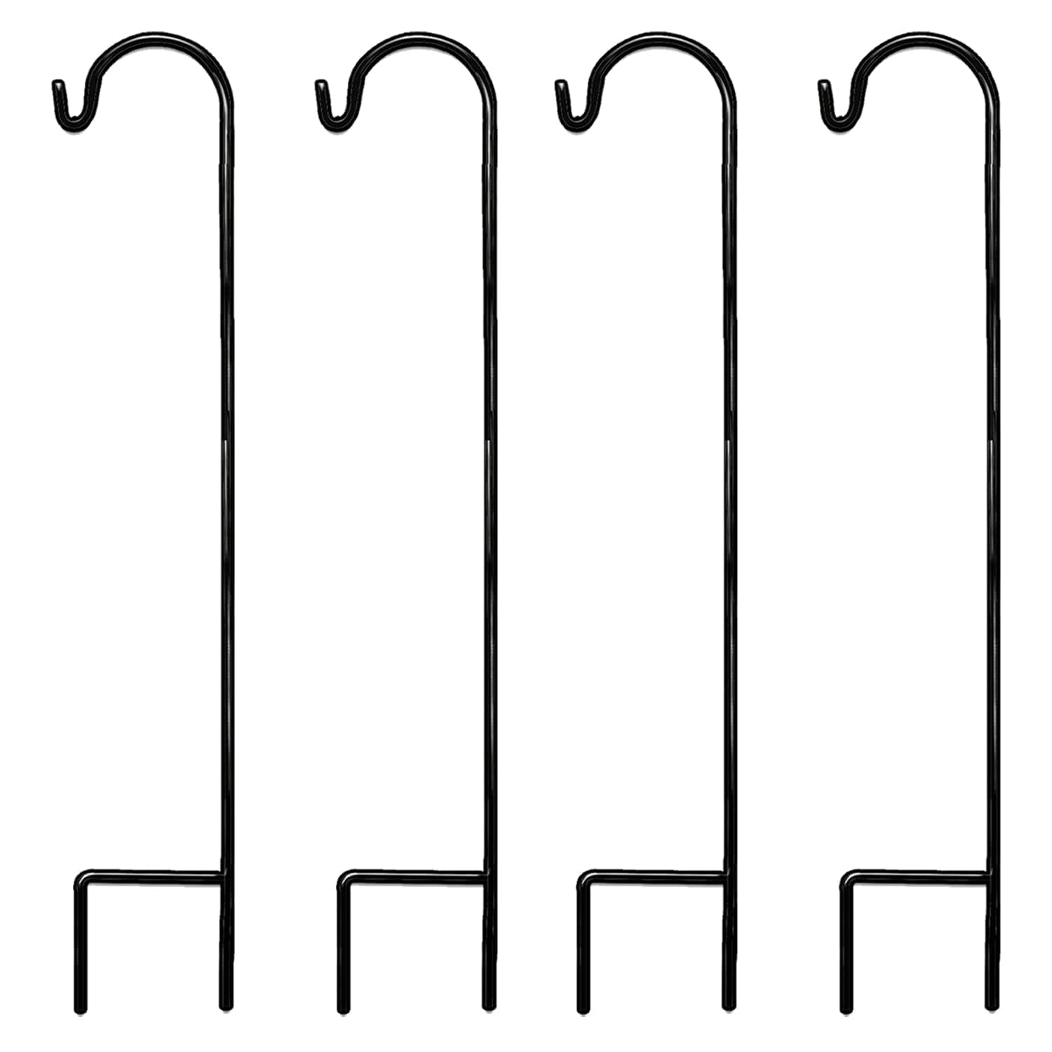Ashman Shepherd's Hooks 35 Inch (4 Pack), Black, Made of Premium Metal for Hanging SolarLights, Bird Feeders, Mason Jars, Christmas Lights, Lanterns, Garden Stakes and Wedding Décor.