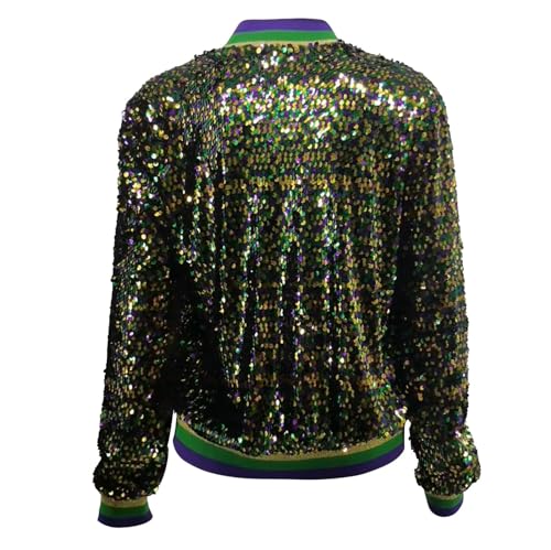 Heevina Mardi Gras Sequin Jackets For Women Sparkly Zipper Shiny Glitter Bomber Jacket Sparkly Tops Carnival 20253