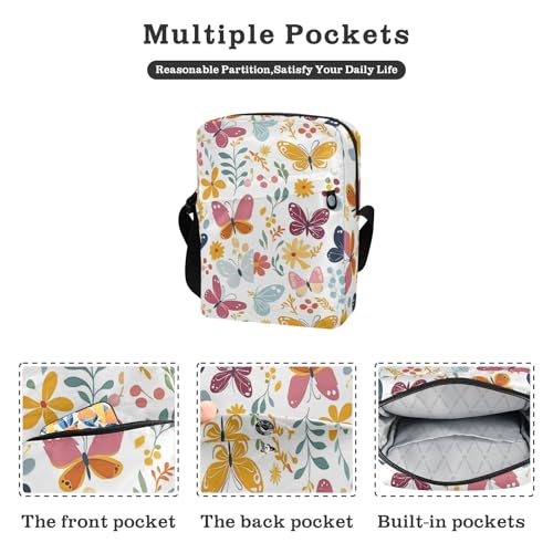 KLL Spring Colorful Fresh Butterflies messenger bags Vegan Leather men shoulder bag Travel Shoulder Hand Bag For Woman2