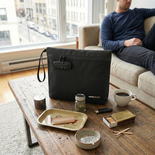 SafeDelux Smell Proof Bag, Odor Proof Bag with Combination Lock, Durable Smell Proof Container with Carbon Lining, Secure Odorless Travel Pouch for Home & On-the-Go (Black) - Image 4