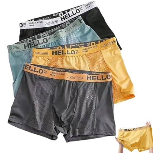 Men's Ultra Breathable Mesh Ice Silk Underwear Low Rise Boxer Briefs with Lightwight Wasitband, Multipack