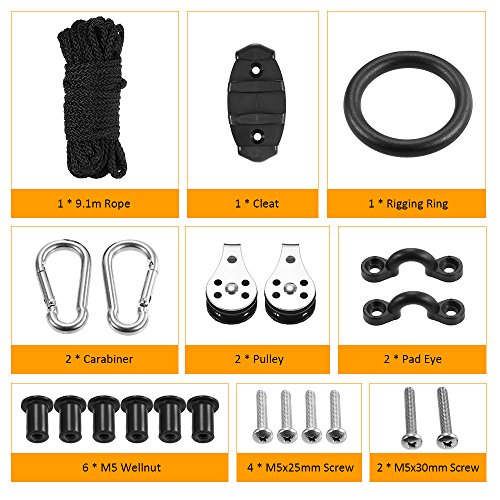 Acessórios para caiaque, Andoer 21 PCS Kit de carrinho de âncora para canoas caiaque Zig Zag Cleat R