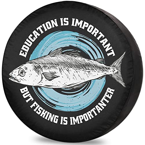 Trailer Tire Cover Funny Education Fishing Quote RV Tire