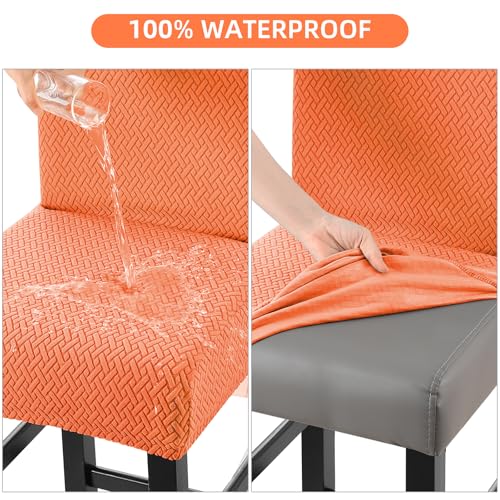 Image of YISUN Waterproof Bar Stool Covers, Stretch Pub Stool Chair Cover Removable Washable Counter Stool Covers Bar Stool Slipcovers for Kitchen, Pub, Dining Room (4 Pack, T-Orange)