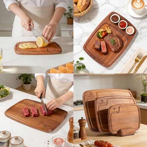 Set de 3 tablas de cortar de roble oscuro miniatura 7