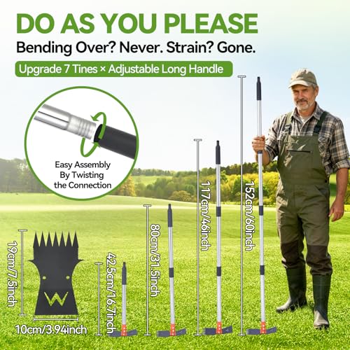 GlimHirvox Weed Puller Tool, 60" Stand Up 2-in-1 Weed Rake & Garden Hoe by GlimHirVox - Used condition - Image 2