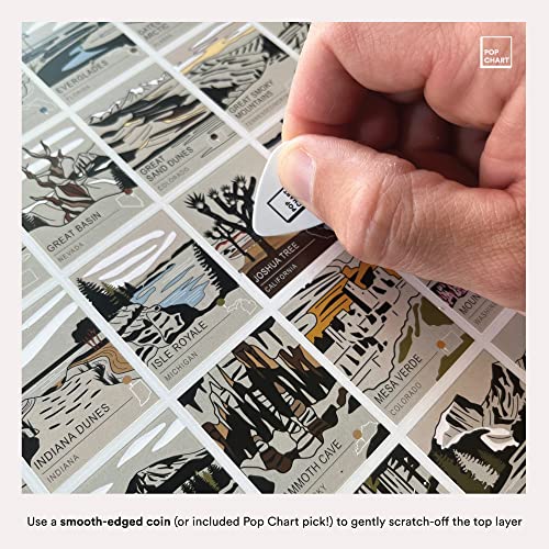 Pop Chart | National Parks Of The United States Scratch-Off Map | 12" X 16" Scratch-Off Wall Decor | Track Your Travels To All 63 Parks With This Bucket List Scratch-Off Map | 100% Made In The Usa #TOP3