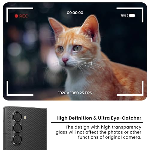 Image of FIRST MART Black Camera Ring Guard Protector for Samsung Galaxy Z Fold 6 | Tempered Glass with Metal Alloy Rings, HD Clear, Scratch Resistant, Case-Friendly | Pack of 1