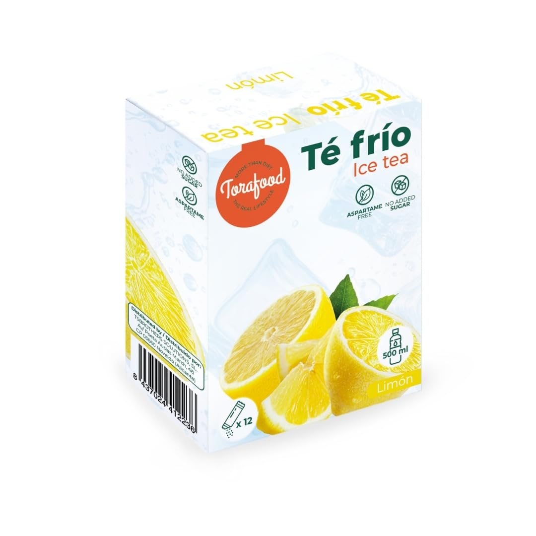 Té Frío Limón en Polvo | Sin Azúcar Añadido | Sin Aspartame | 12 Sobres | Bebida Refrescante Instantánea | Torafood