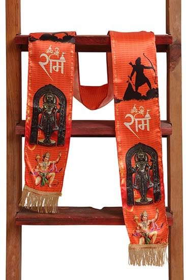 luxurion world Blessings Stole – Jai Shree Ram Stoles: Shop Shakti Blessings Patka & Silk Cloth Print Dupatta Unisex God Printed Scarf for Spiritual Wear-picture-24