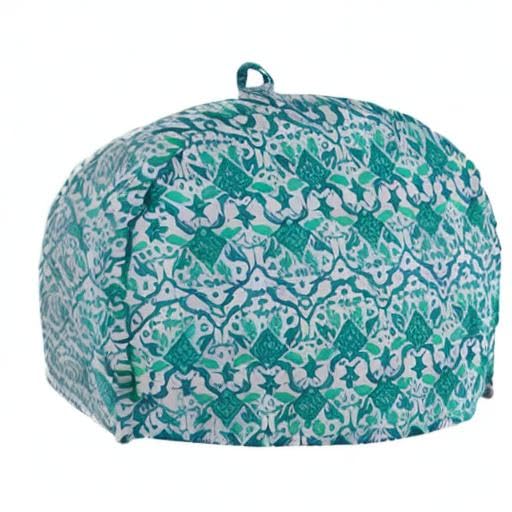 Image of Green Ombre Mandala Cotton Tea Cozy, 14x14x11 Inches, Hand Screen Printed, Insulated, Easy Storage Loop