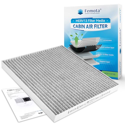 Femota Certified MERV 13 Cabin Air Filter with Activated Carbon, CF11819(CP819) for Hyundai Sonata,Azera, Kia Cadenza,Optima,Sedona, GMC Terrain, Chevy Equinox