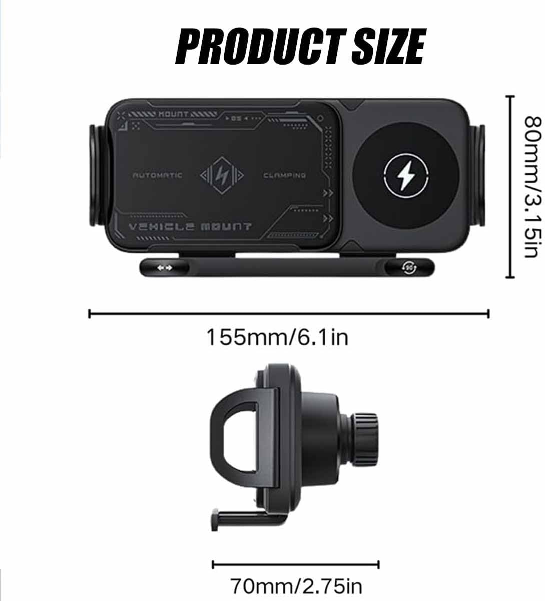 Supporto per cellulare/pad ad alta intelligenza, 2 in 1, rotazione automatica, caricabatterie da auto, ricarica rapida, supporto per telefono cellulare girevole con un solo tocco per smartphone,