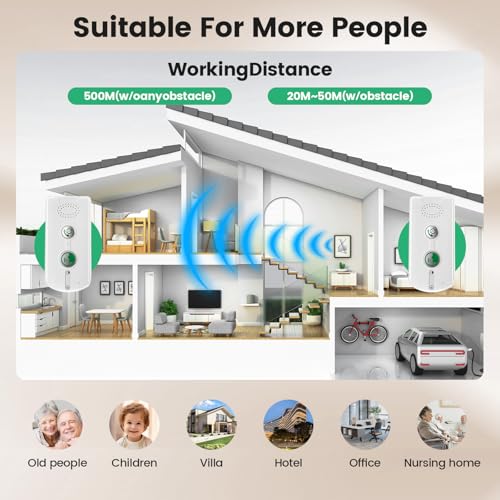 2 Wege Gegensprechanlage Funk 1000M, Upgraded One-Touch Calling Smart Voice Intercom 2 Way Voice Intercom Sprechanlage, Drahtlose Gegensprechanlage für Büro, Zuhause (weiß)