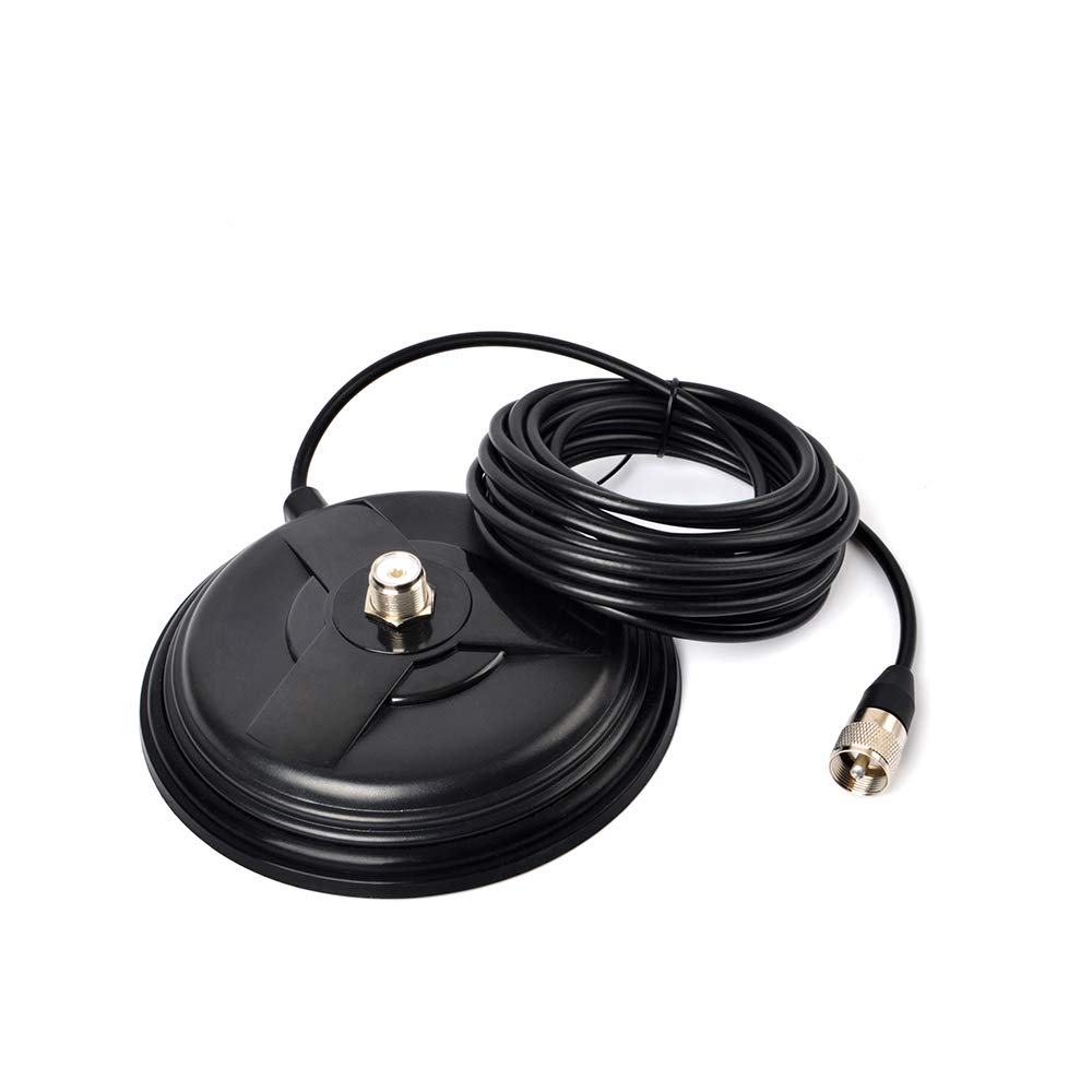 HYS Magnetic Antenna Mount, UHF-Female (SO239) Magnet Base, Heavy Duty Anti-Corrosion Bracket with 5M/16.4ft RG-58 Cable for Yaesu Motorola Icom