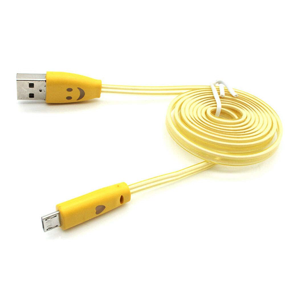 Josi Minea 3ft/1M LED Fabric Braided Flat Tangle Free Nylon Micro USB Sync Data Charging Cable with LED Connectors Compatible with Samsung Galaxy Phones HTC Nokia Sony Most Android Devices jsm-04FG36