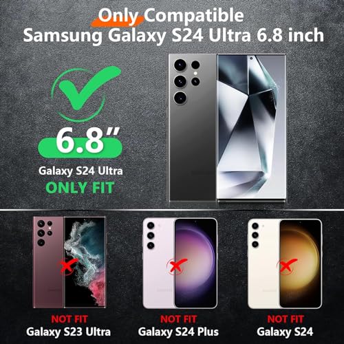 Battery Case for Galaxy S24 Ultra, Powerful 12000mAh Extended Portable Protective Charging Cover Backup Compatible with Galaxy S24 Ultra Wireless Charger Case with 1x Screen Protector & 1x Cable-Black