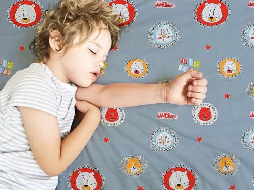 Image of Filymore Lion Double bedsheet for Girls Kid bedsheet for Queen Size Bed 240 TC Microfiber Soft Cartoon bedcover for Kids Room (90x90 Inches)(Dark Grey)