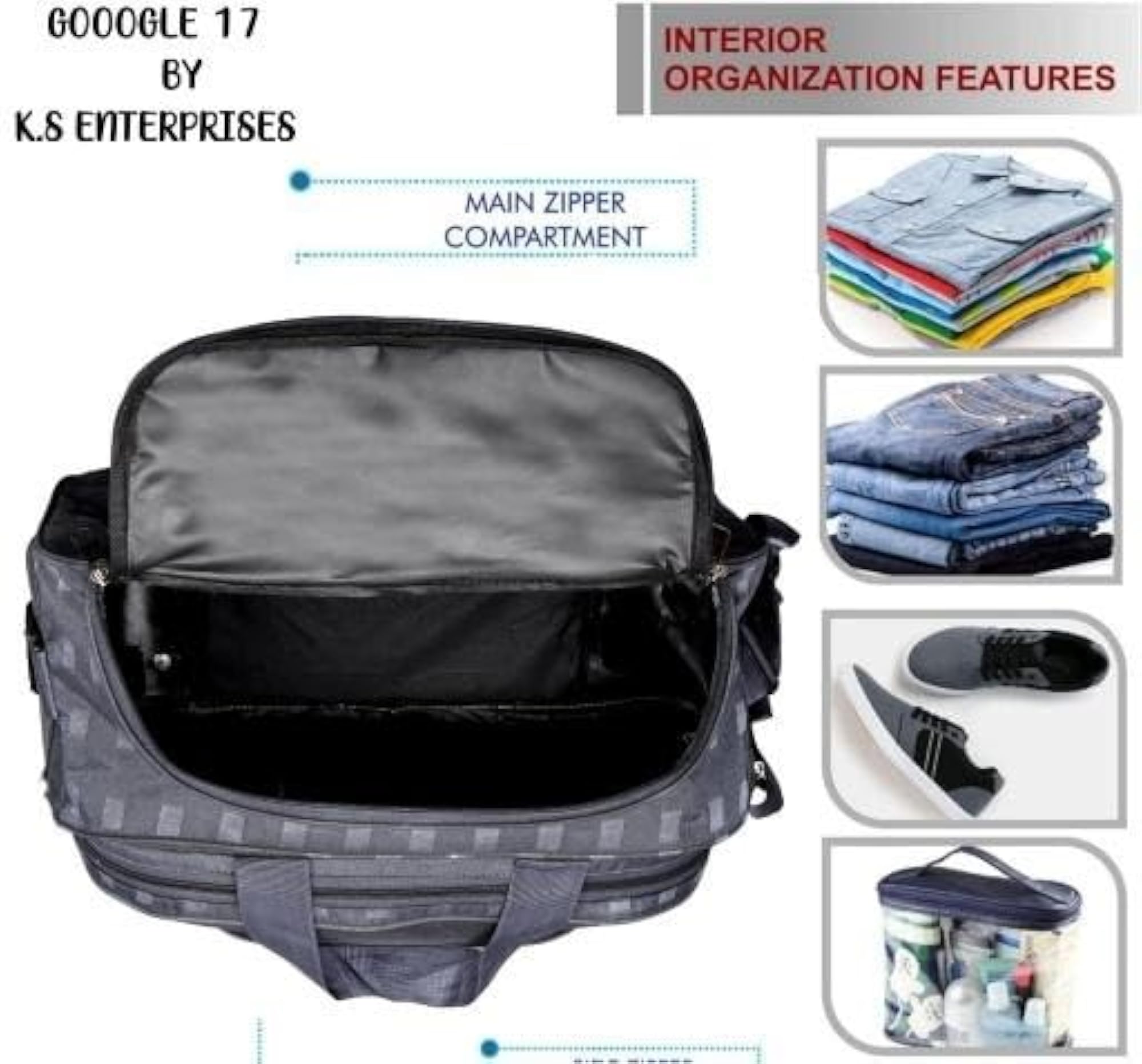 45 L Strolley Unisex Expandable Waterproof Duffel Bag