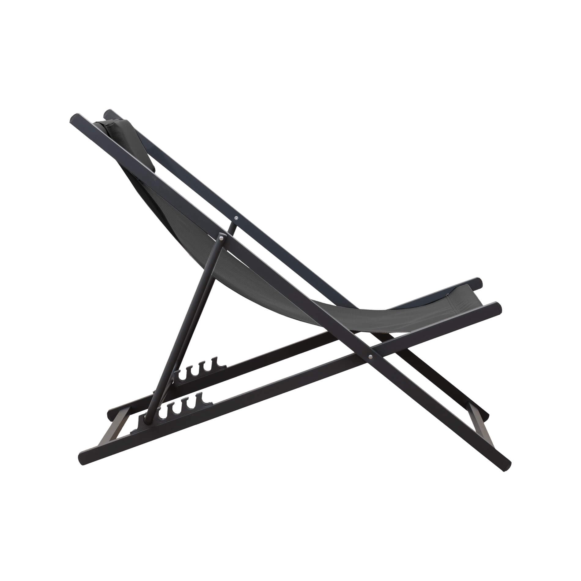 Rebecca Mobili Tumbona plegable, silla de playa, gris oscuro, aluminio y poliéster, respaldo reclinable, ahorra espacio, silla de exterior – Medidas HxLxP: 93 x 58 x 92 cm – Art. RE7147