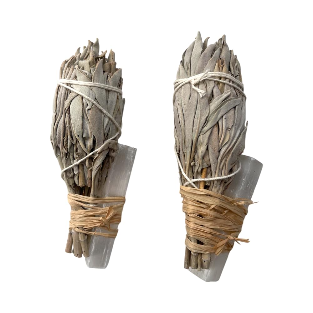 Smudge Stick, Torch White Sage and Selenite 4", Pack of 2