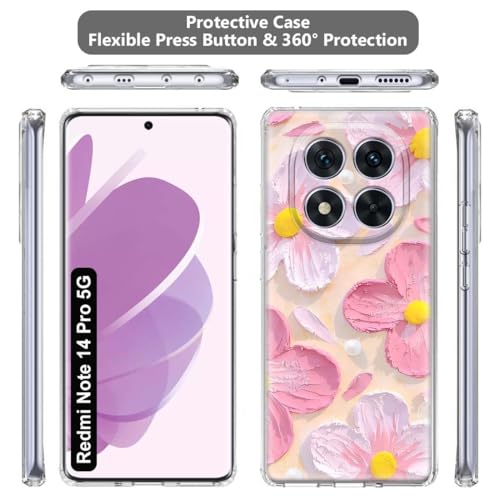 Image of Fashionury Designer Soft Back Cover Case Compatible for Redmi Note 14 Pro 5G, Printed,Transparent,Flexible, Silicon for Redmi Note 14 Pro 5G -D1142