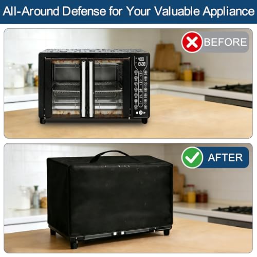 Image of Air Fryer Cover Dust Cover for Gourmia French Door Air Fryer 25 Qt GTF7655, 17x13.8x11.4 in, 600D Heat-Resistant Nylon w /Aluminum Foil, Waterproof air fryer oven Cover for Convection Oven