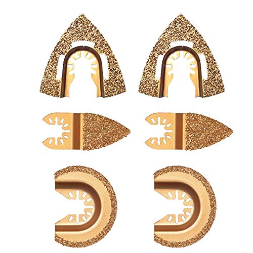 Lsaardth Cuchilla Multiherramienta: 6 Piezas de carburo, Herramientas oscilantes, Kits de Accesorios de Cuchillas para Quitar lechada de baldosas