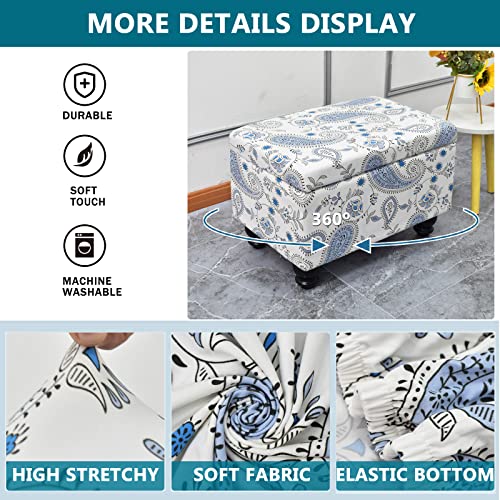 Krfoonn Rectangle Ottoman Covers Stretch Storage Ottoman Slipcovers Printed Folding Storage Ottoman Bench Cover Footrest Stool Slipcover Furniture Protector For Living Room Bedroom (Small, 05) #TOP1