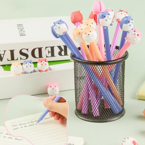 Set de 20 bolígrafos de gel negro con diseño de hámster miniatura 6