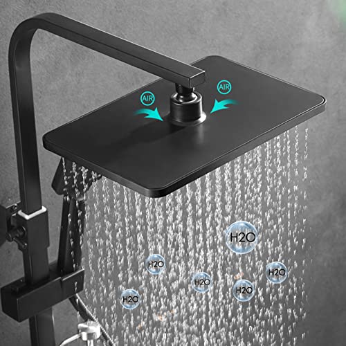 Système de douche noir haute pression avec ensemble de robinet mural