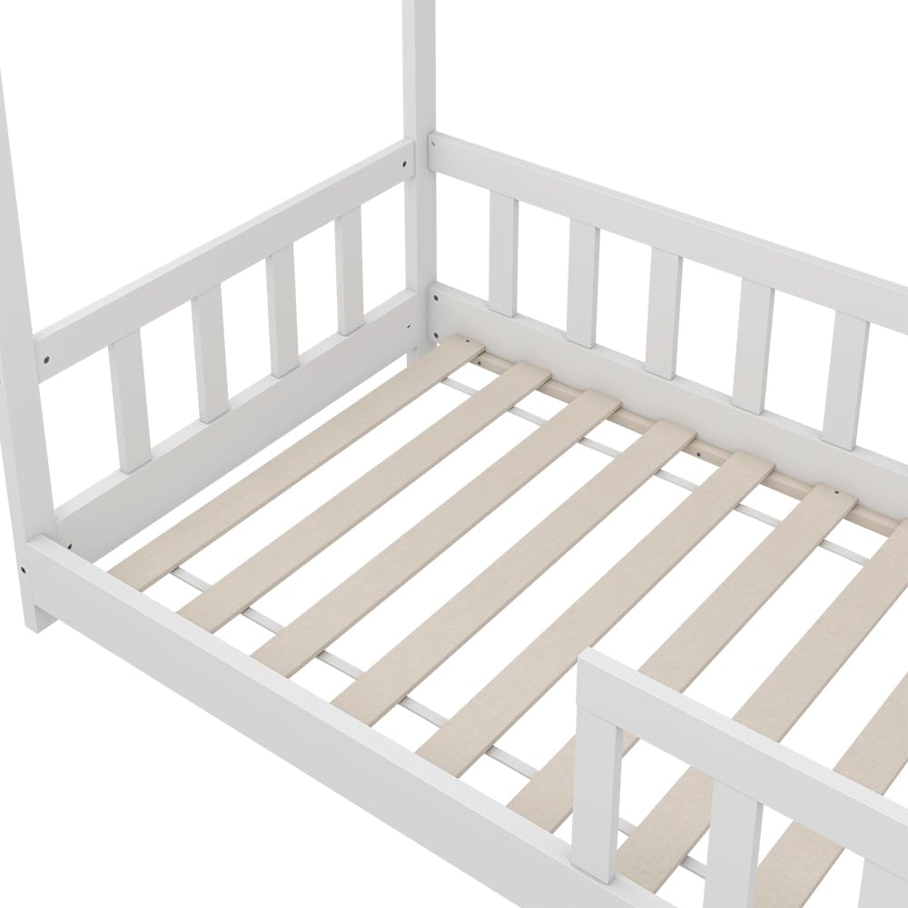 VitaliSpa letto montessori bambini Michelle, Bianco, 80x160 cm con protezione anticaduta