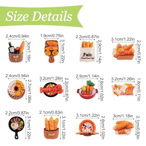 Set de 12 imanes decorativos de resina para refrigerador miniatura 2