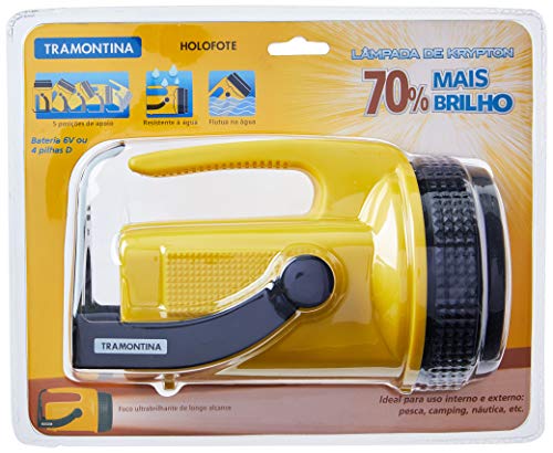Tramontina 43760300, Holofote Corpo Injetado em ABS, Lâmpada de Krypton Tensão 4.8V, Amarelo
