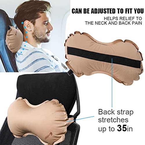 Chanodug Portable Inflatable Lumbar Support Travel Pillow With Memory Foam Insert - Perfect For Lower Back Pain Relief, Comfort And Support While Flying, Driving, Camping (Black) #TOP6