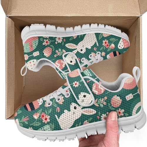 Kids Shoes Little Kid Boys Girls Athletic Running Sports Strap Sneakers for Little Kid/Big Kid Easter Rabbit Eggs Pattern2