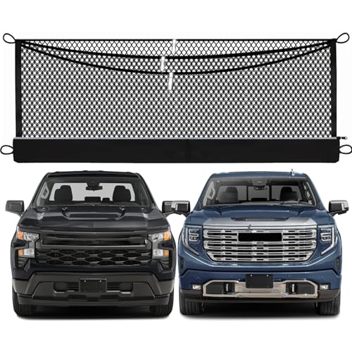 Image of 3-Layer Cargo Net for Chevrolet Silverado & GMC Sierra 2019-2026 Cargo Nets | Truck Bed Net with Integrated Zippered Storage Bag, Heavy-Duty Cargo Organizer Netting for Camping, Trips & Everyday Use