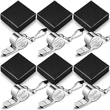 Oudain 6 Set Coach Whistles Soccer Coach Gifts for Men Stainless Steel Whistle with Gift Box Thank You Engraved Whistle Gifts for Golf Referees