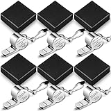 Oudain 6 Set Coach Whistles Football Soccer Coach Gifts for Men Stainless Steel Whistle with Gift Box Thank You Engraved Whistle for Referees(Silver)